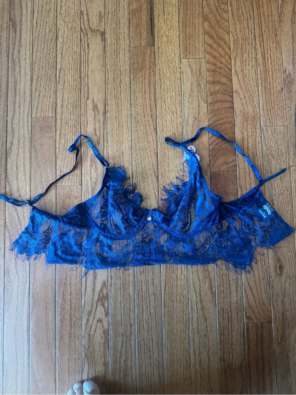 Amazon Sheer Lace Underwire Bralette - Royal Blue